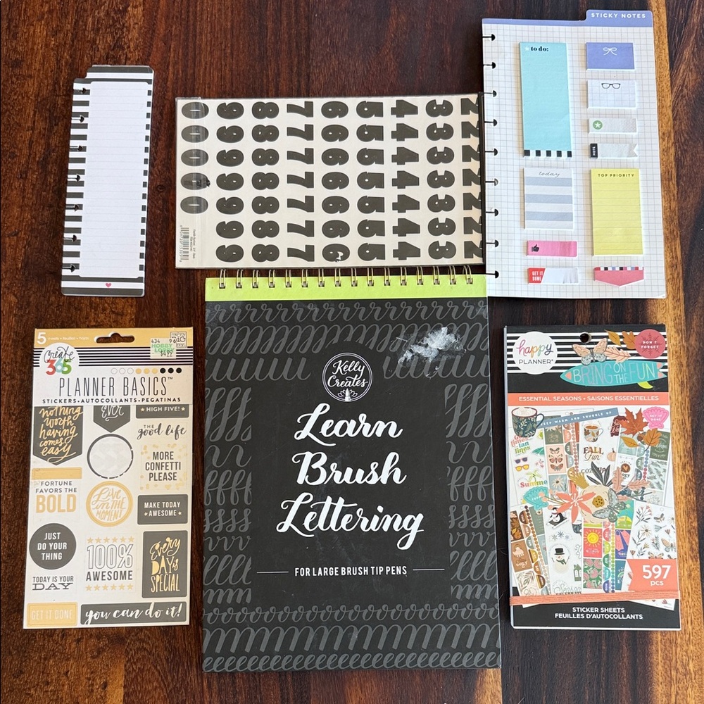 Brush Lettering book and planner/journal items (bundle)